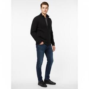MARC ANTHONY LUXURY XL Black Slim Fit Full Zip Mock Neck